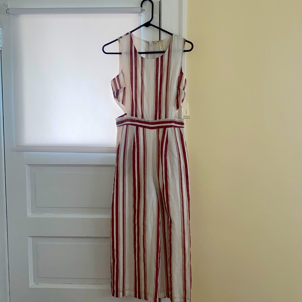 Striped Jumpsuit with side cut outs and pockets